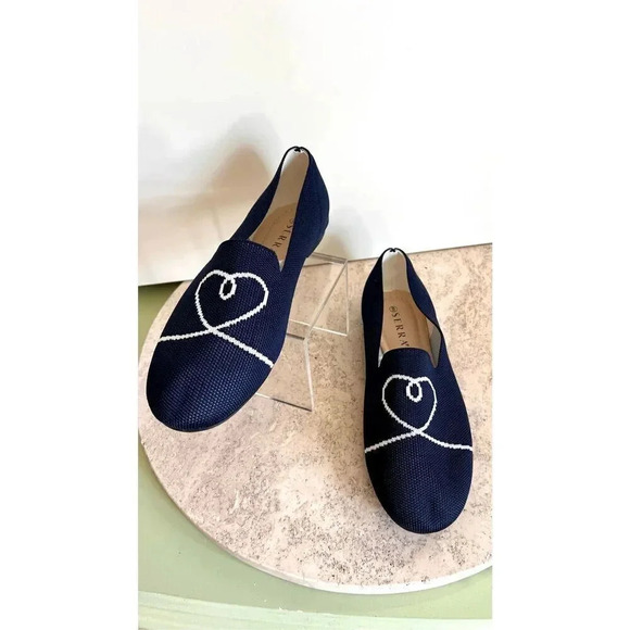 Serra Womens Blue Sketched Heart Recycled Canvas Flats Shoes Size 8 - Picture 2 of 9